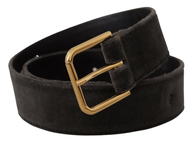 Dolce & Gabbana Elegant Velvet Belt with Engraved Buckle - Image 2