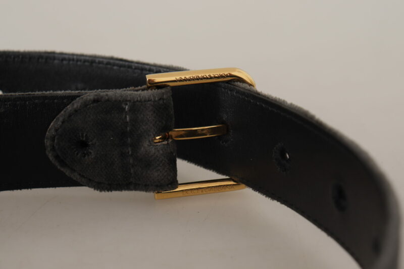 Dolce & Gabbana Elegant Velvet Belt with Engraved Buckle - Image 4