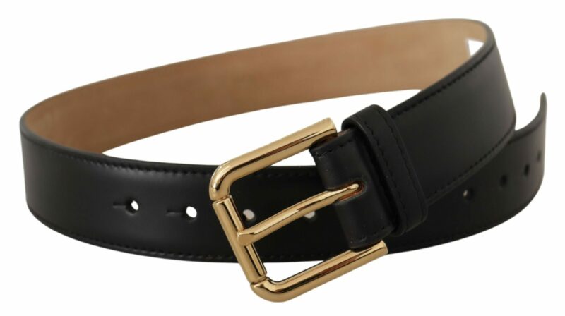 Dolce & Gabbana Elegant Leather Belt with Logo Buckle - Image 2