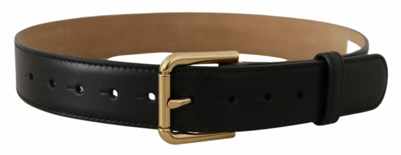 Dolce & Gabbana Elegant Leather Belt with Logo Buckle - Image 3