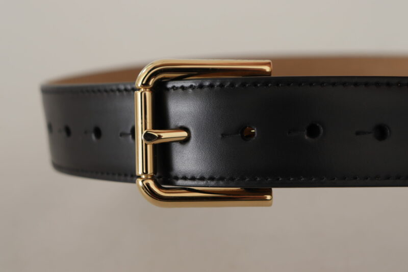 Dolce & Gabbana Elegant Leather Belt with Logo Buckle - Image 4
