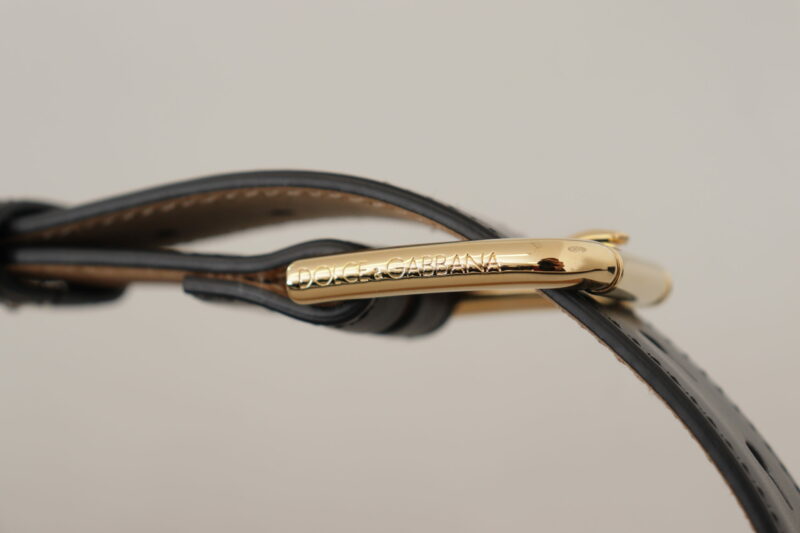Dolce & Gabbana Elegant Leather Belt with Logo Buckle - Image 5