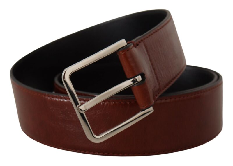 Dolce & Gabbana Elegant Leather Belt with Engraved Buckle - Image 2