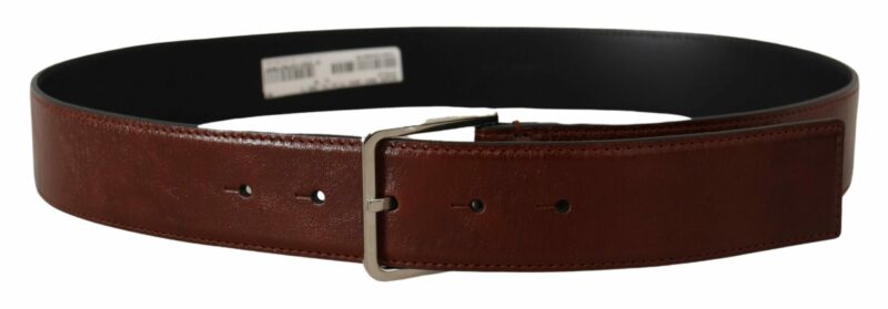 Dolce & Gabbana Elegant Leather Belt with Engraved Buckle - Image 3