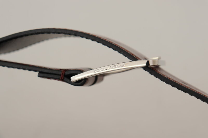 Dolce & Gabbana Elegant Leather Belt with Engraved Buckle - Image 5