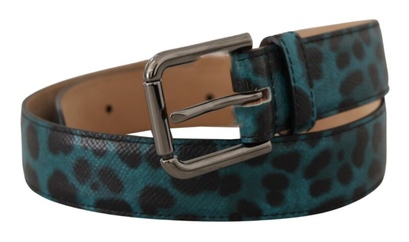 Dolce & Gabbana Engraved Logo Leather Belt in Blue Green - Image 2