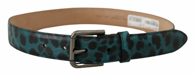 Dolce & Gabbana Engraved Logo Leather Belt in Blue Green - Image 3