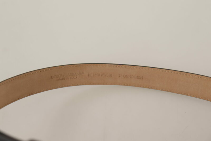 Dolce & Gabbana Elegant Black Leather Belt with Engraved Buckle - Image 4