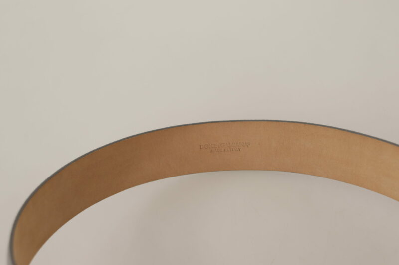 Dolce & Gabbana Elegant Silver Leather Belt with Engraved Buckle - Image 3