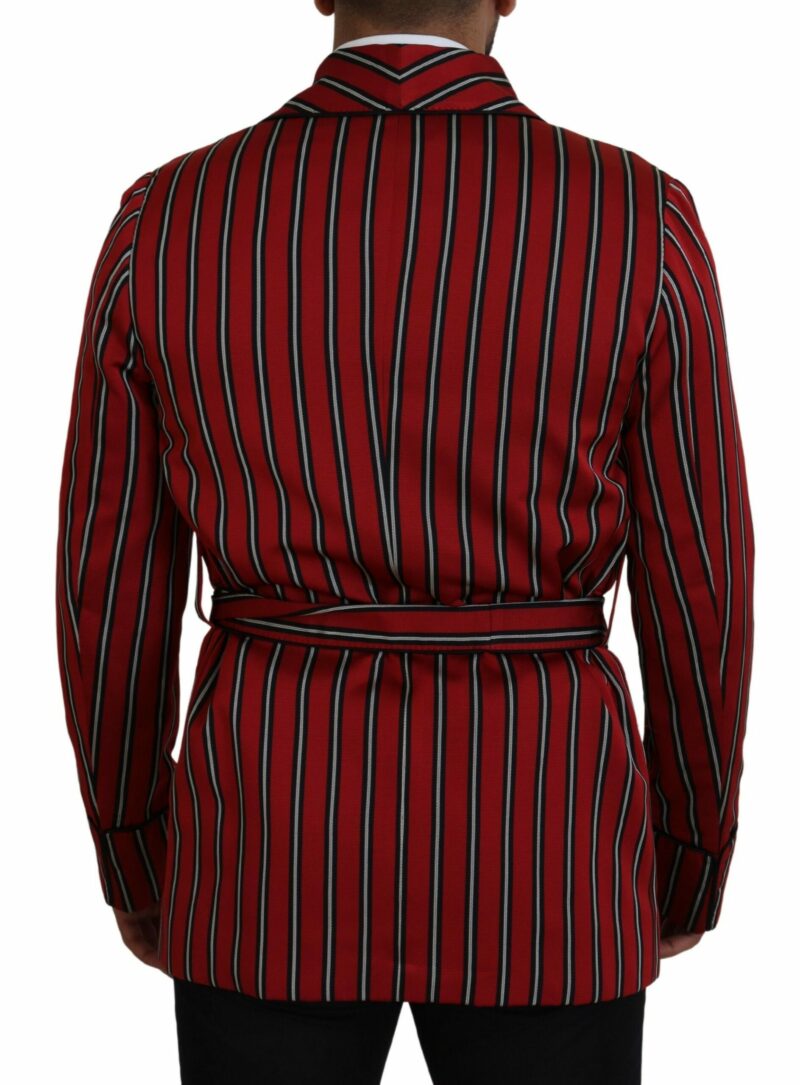 Dolce & Gabbana Elegant Red Striped Long Robe Luxury Wear - Image 3
