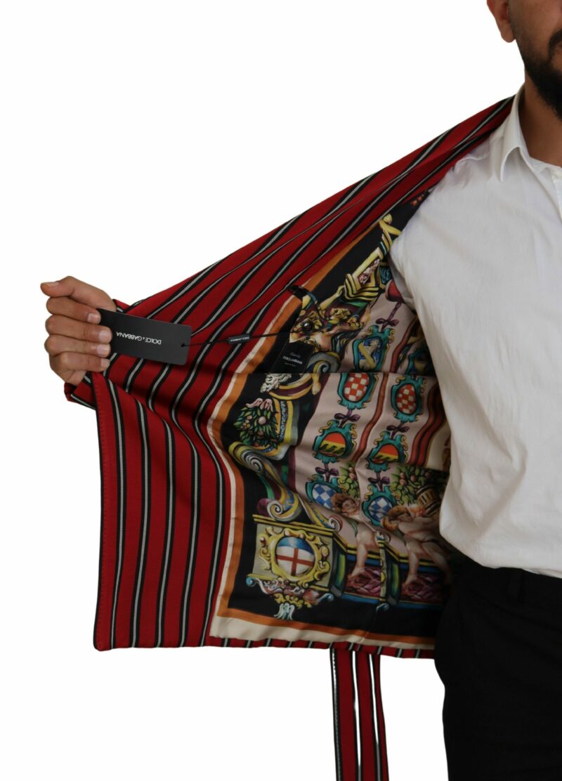 Dolce & Gabbana Elegant Red Striped Long Robe Luxury Wear - Image 6