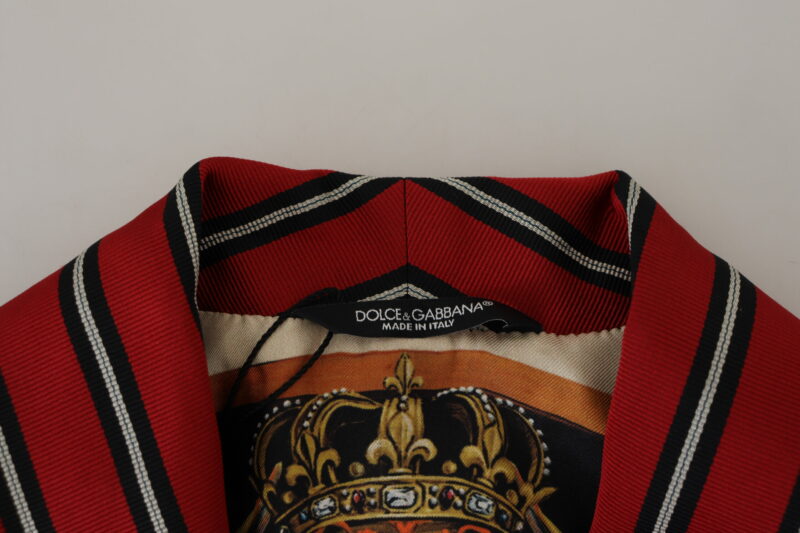 Dolce & Gabbana Elegant Red Striped Long Robe Luxury Wear - Image 8