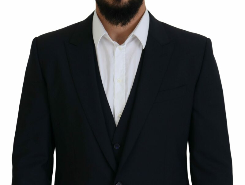Dolce & Gabbana Elegant Navy Wool Blend Martini Blazer - Image 4