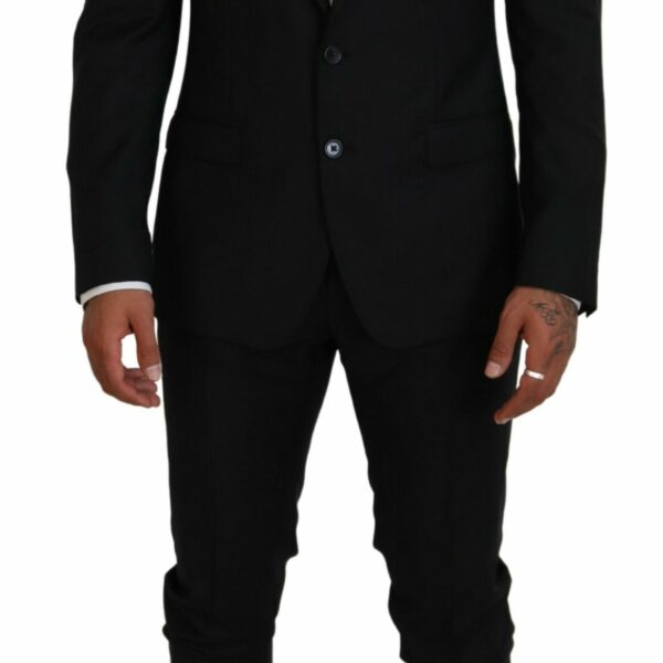 Dolce & Gabbana Sleek Black Two-Piece Wool Martini Suit