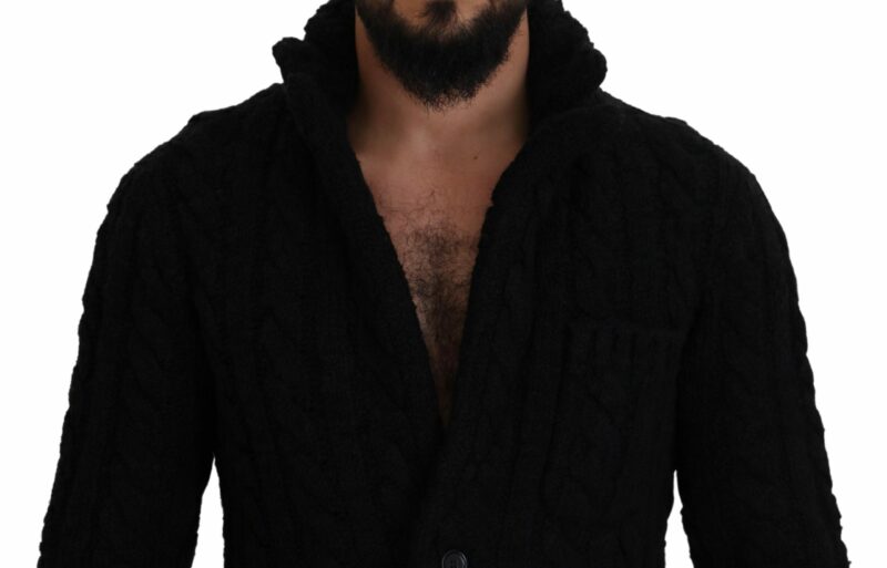 Dolce & Gabbana Elegant Black Wool-Cashmere Blend Cardigan - Image 4