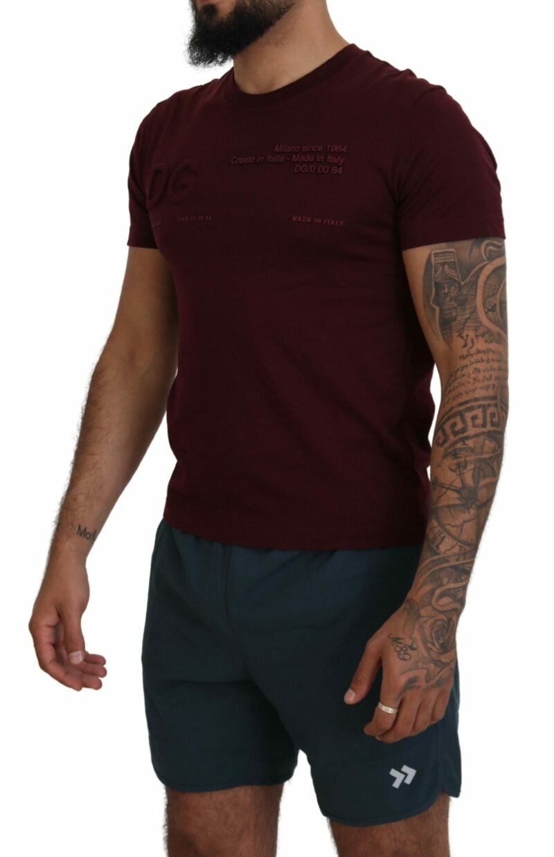 Dolce & Gabbana Elegant Maroon Crew Neck Casual Tee - Image 2