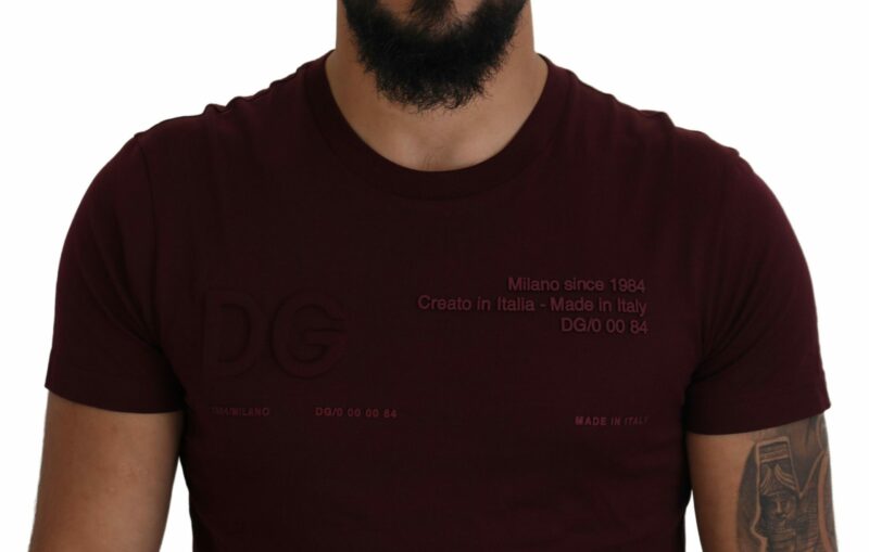 Dolce & Gabbana Elegant Maroon Crew Neck Casual Tee - Image 4