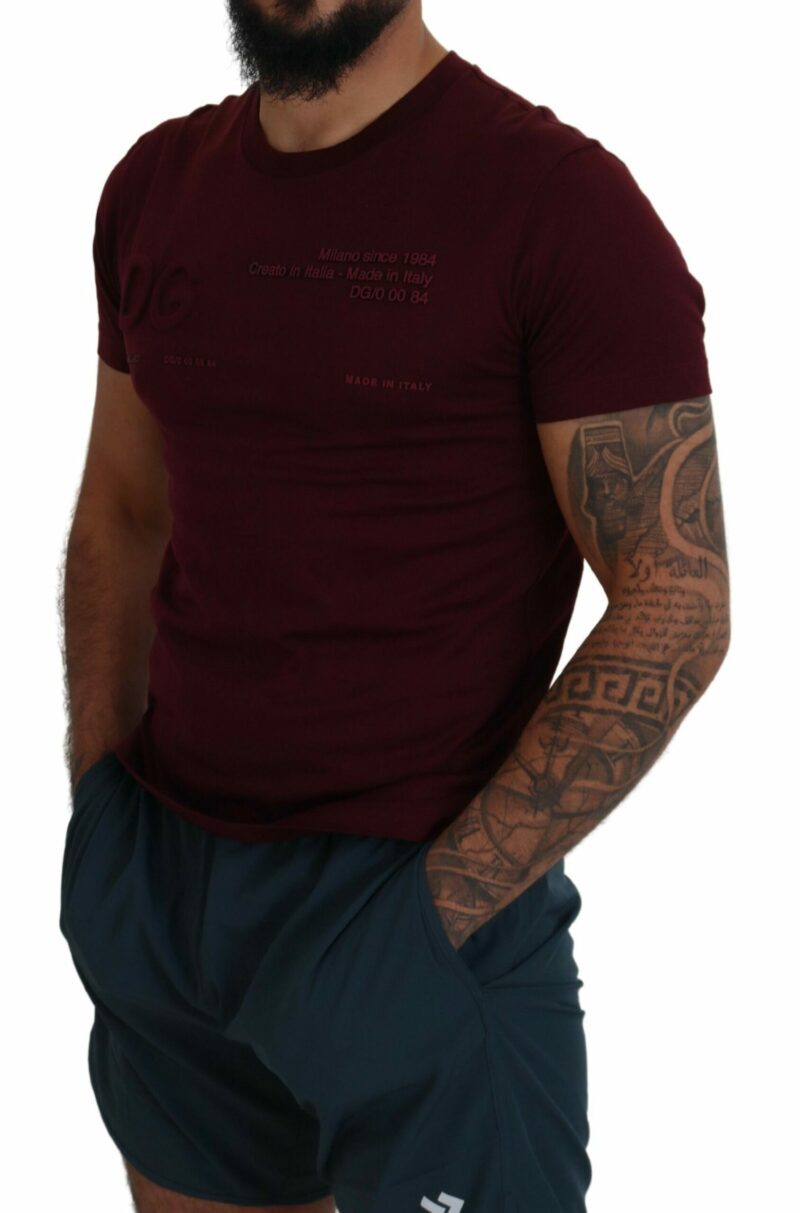Dolce & Gabbana Elegant Maroon Crew Neck Casual Tee - Image 5