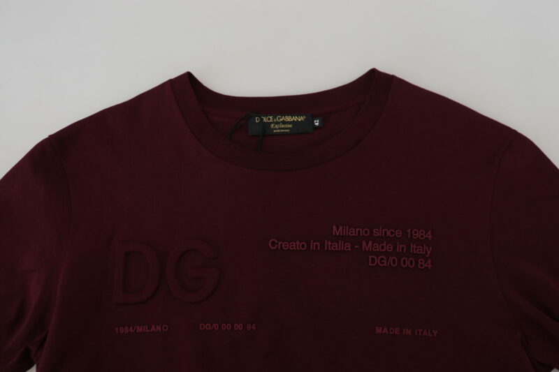 Dolce & Gabbana Elegant Maroon Crew Neck Casual Tee - Image 6