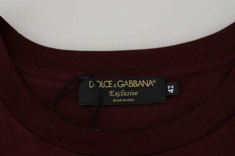 Dolce & Gabbana Elegant Maroon Crew Neck Casual Tee - Image 7