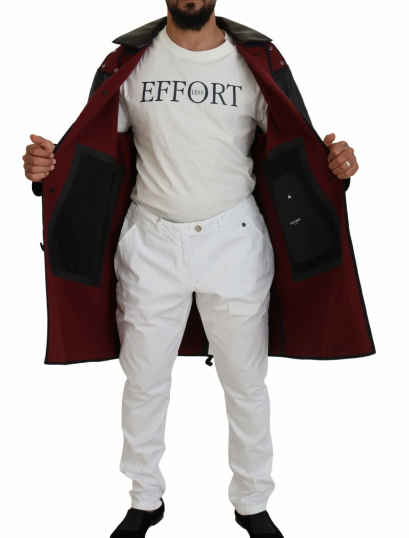 Dolce & Gabbana Elegant Hooded Parka Coat in Black and Bordeaux - Image 3