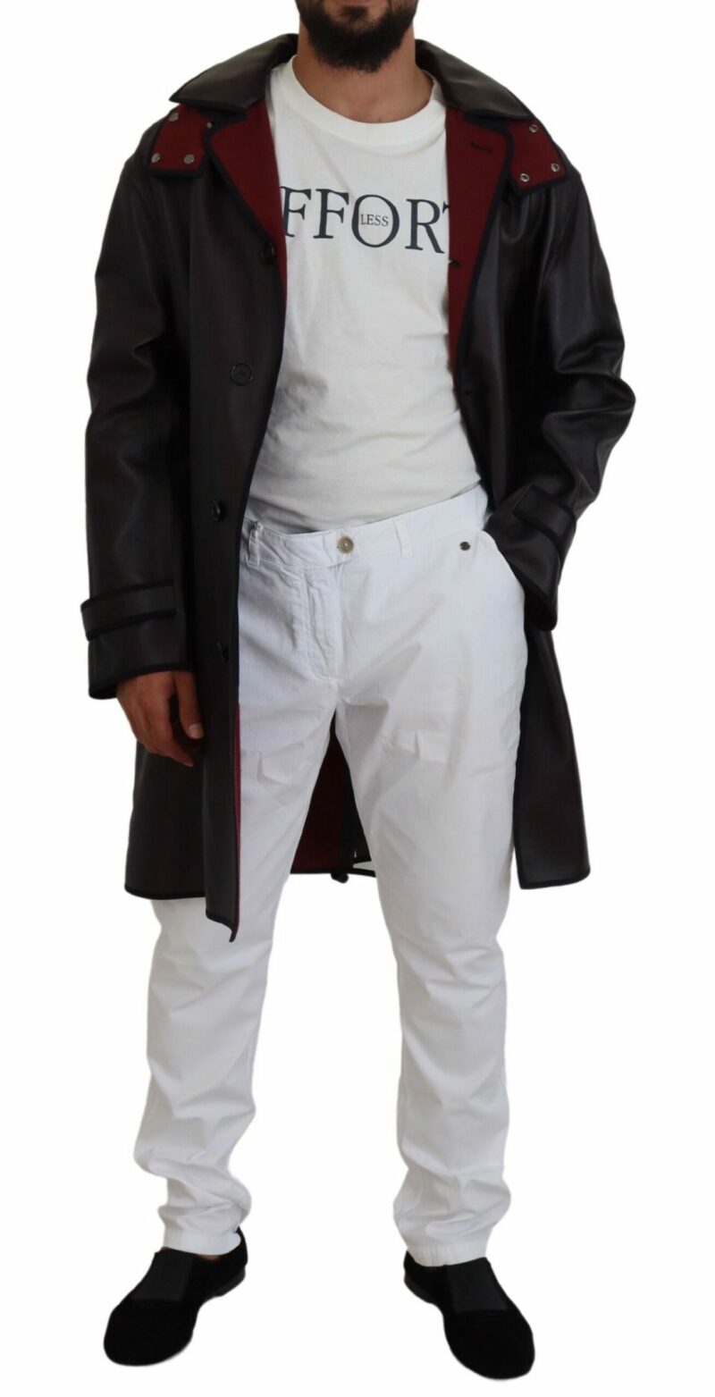 Dolce & Gabbana Elegant Hooded Parka Coat in Black and Bordeaux - Image 4