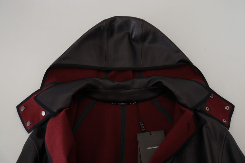Dolce & Gabbana Elegant Hooded Parka Coat in Black and Bordeaux - Image 5