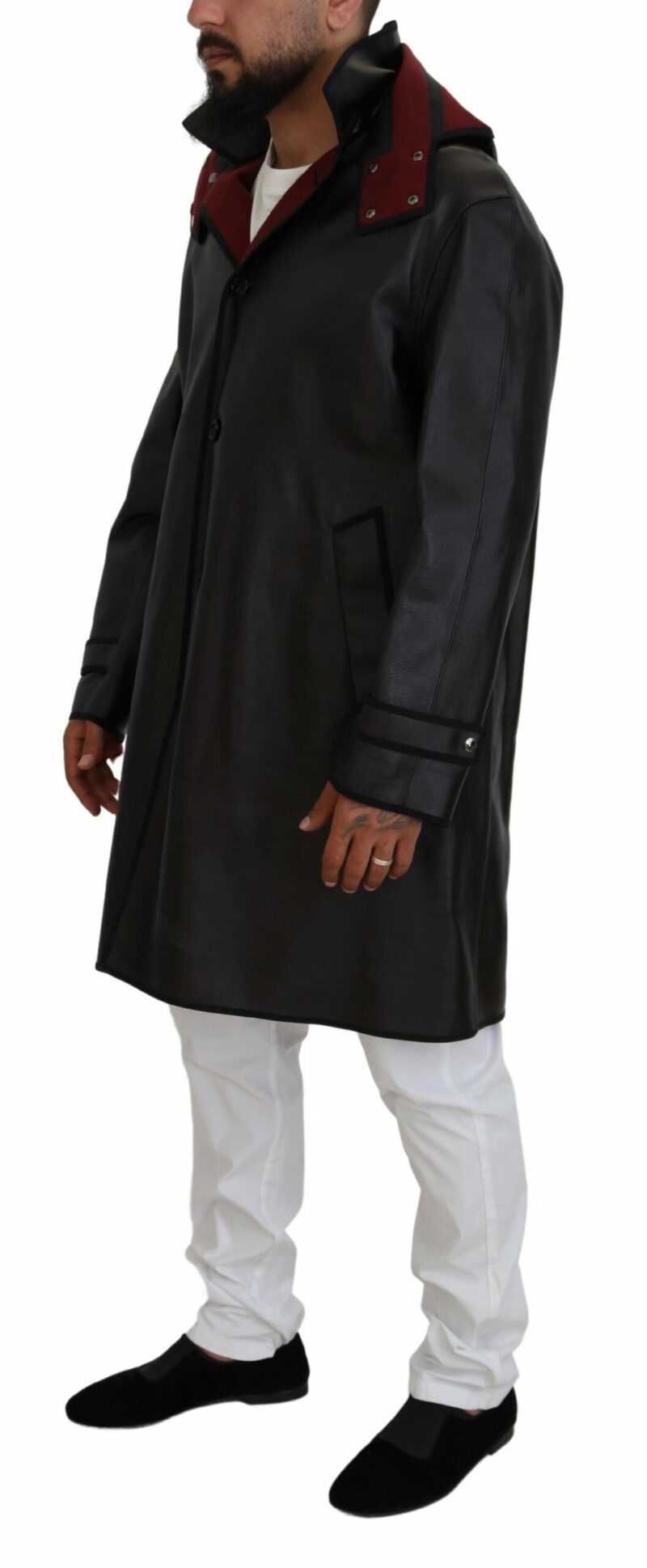 Dolce & Gabbana Elegant Hooded Parka Coat in Black and Bordeaux - Image 6