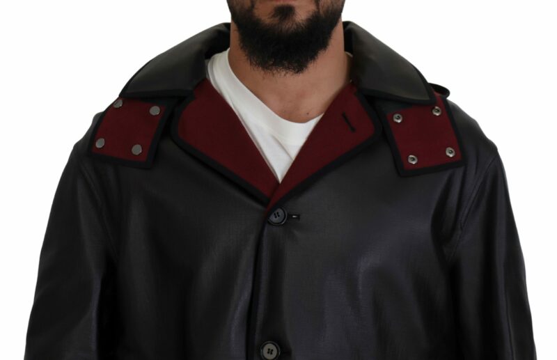 Dolce & Gabbana Elegant Hooded Parka Coat in Black and Bordeaux - Image 8