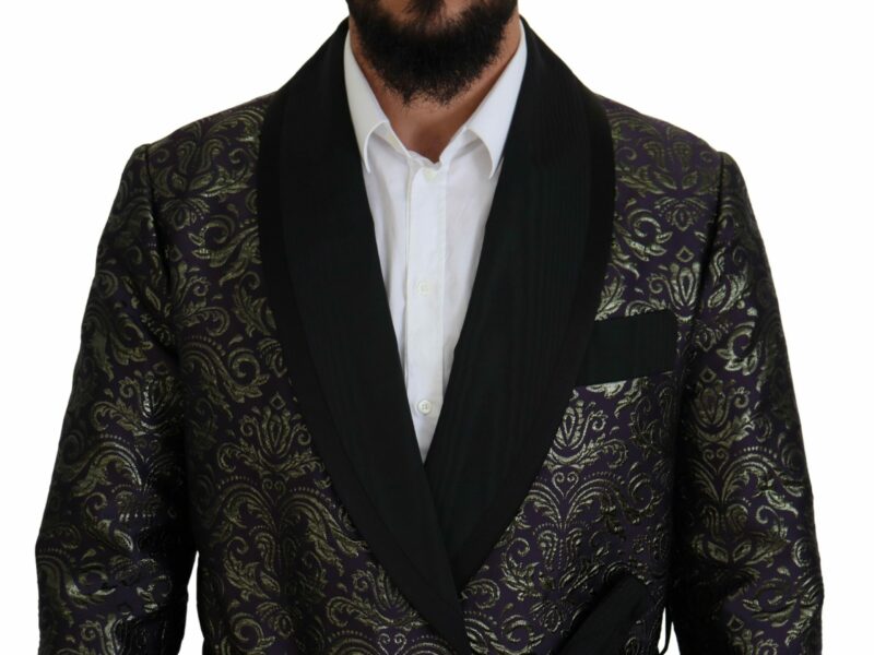 Dolce & Gabbana Gold Jacquard Robe Jacket - Image 4