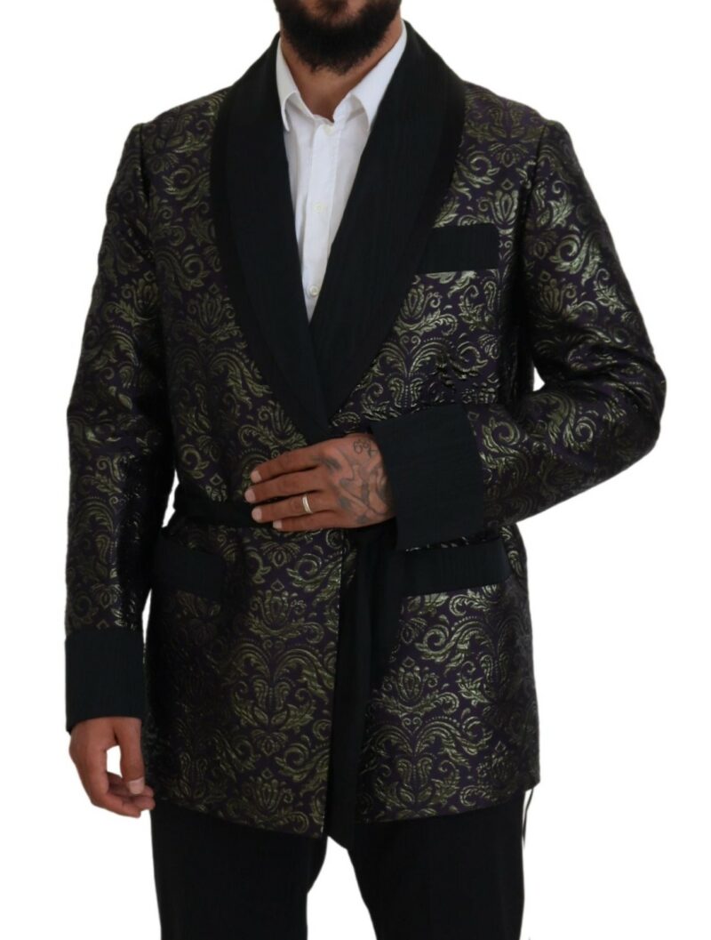 Dolce & Gabbana Gold Jacquard Robe Jacket - Image 5