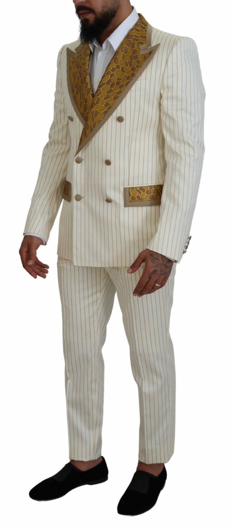 Dolce & Gabbana Elegant Off White Double Breasted Suit - Image 2