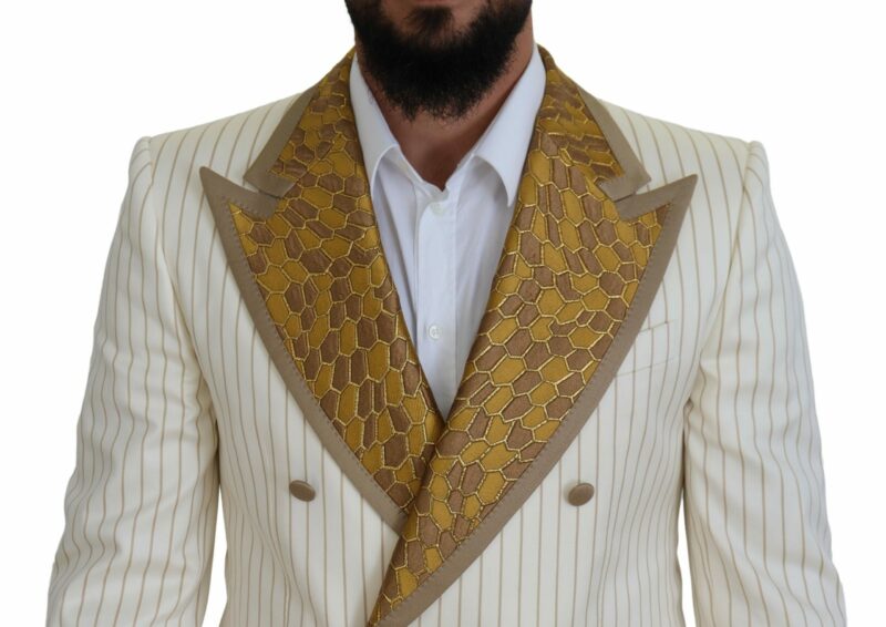 Dolce & Gabbana Elegant Off White Double Breasted Suit - Image 4
