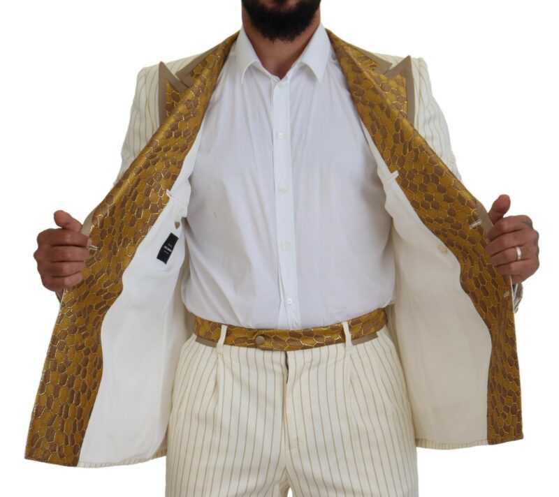 Dolce & Gabbana Elegant Off White Double Breasted Suit - Image 5