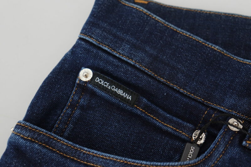 Dolce & Gabbana Elegant Slim Fit Dark Blue Denim Jeans - Image 4