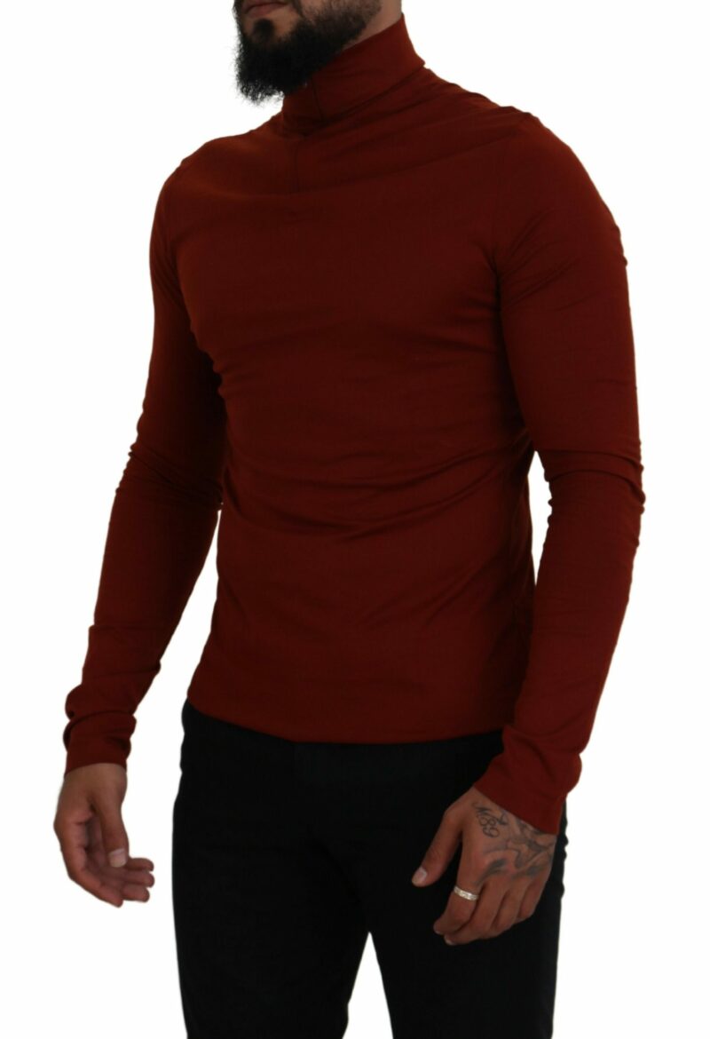 Dolce & Gabbana Elegant Maroon Collar Zip Sweater - Image 2
