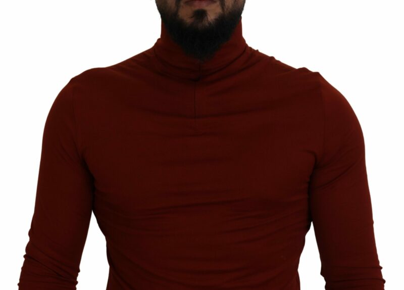 Dolce & Gabbana Elegant Maroon Collar Zip Sweater - Image 4