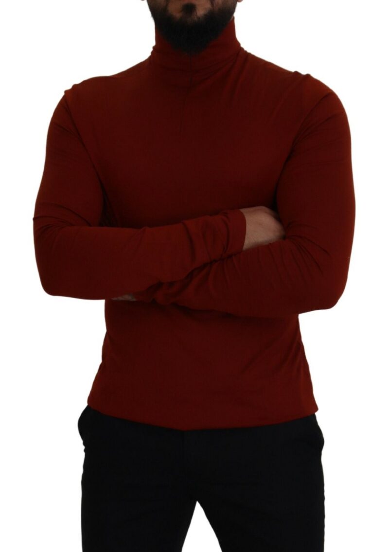 Dolce & Gabbana Elegant Maroon Collar Zip Sweater - Image 5