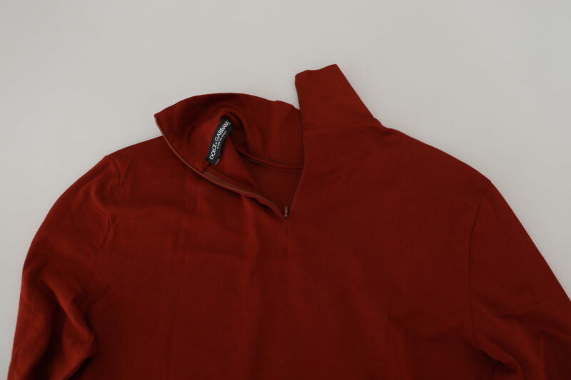 Dolce & Gabbana Elegant Maroon Collar Zip Sweater - Image 6