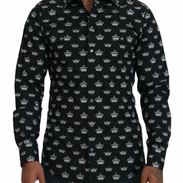 Dolce & Gabbana Elegant Slim Fit Crown Print Formal Shirt