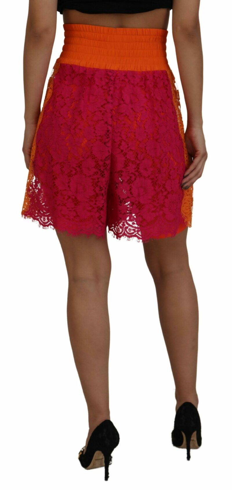 Dolce & Gabbana Elegant Lace High-Waist Shorts in Dual-Tones - Image 3