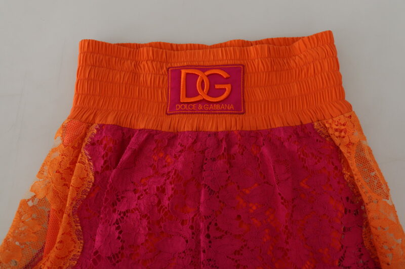 Dolce & Gabbana Elegant Lace High-Waist Shorts in Dual-Tones - Image 4