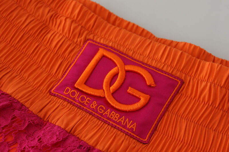 Dolce & Gabbana Elegant Lace High-Waist Shorts in Dual-Tones - Image 5