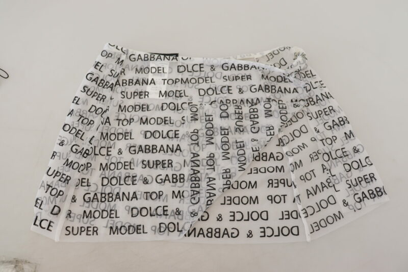 Dolce & Gabbana Elegant White Logo Print Mini Skirt - Image 4