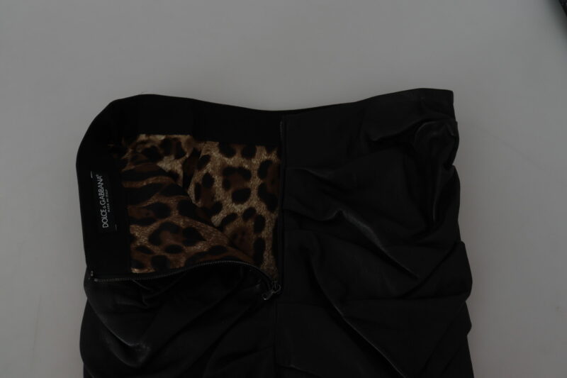 Dolce & Gabbana Chic High Waist A-Line Leather Mini Skirt - Image 4