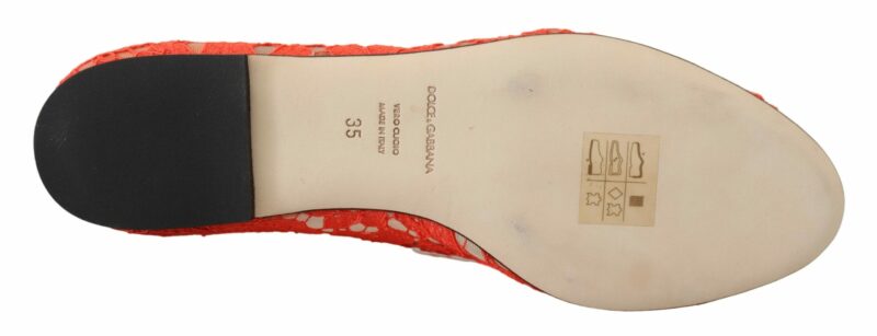 Dolce & Gabbana Elegant Lace Vally Flats in Coral Red - Image 6