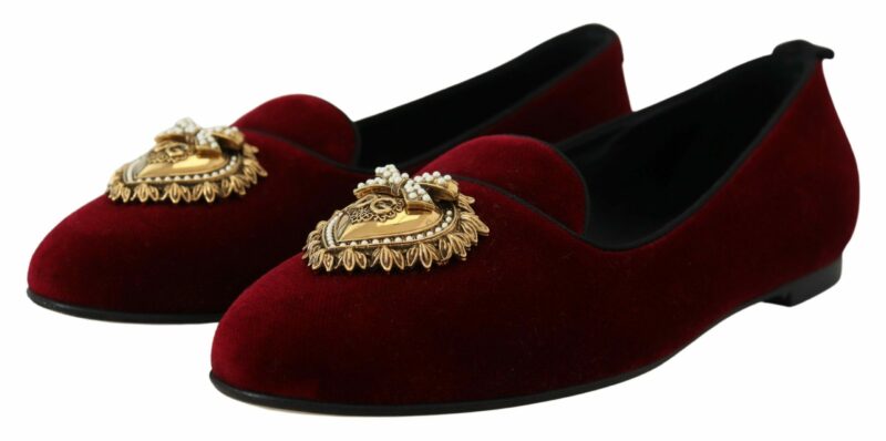 Dolce & Gabbana Bordeaux Velvet Devotion Loafers - Image 2