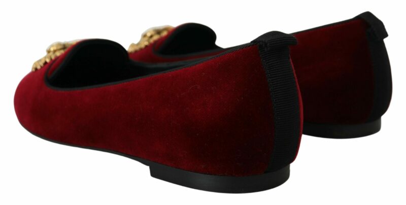 Dolce & Gabbana Bordeaux Velvet Devotion Loafers - Image 3