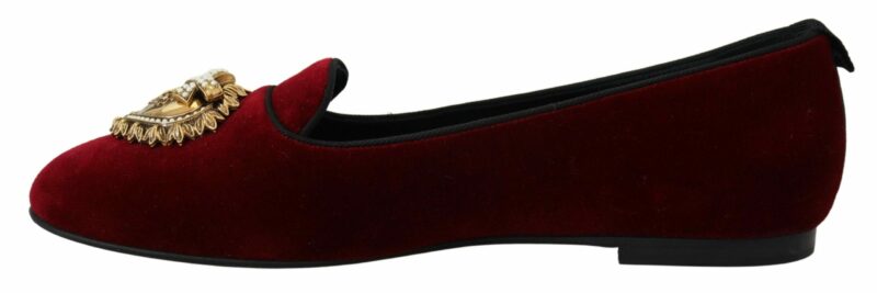 Dolce & Gabbana Bordeaux Velvet Devotion Loafers - Image 4