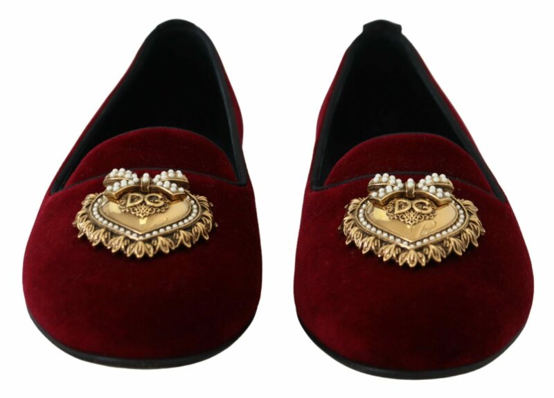 Dolce & Gabbana Bordeaux Velvet Devotion Loafers - Image 5
